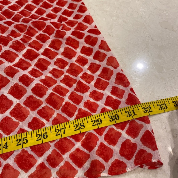 COACH infinity scarf, light-weight and practical, red&white, 20x32 inches - Picture 2 of 8